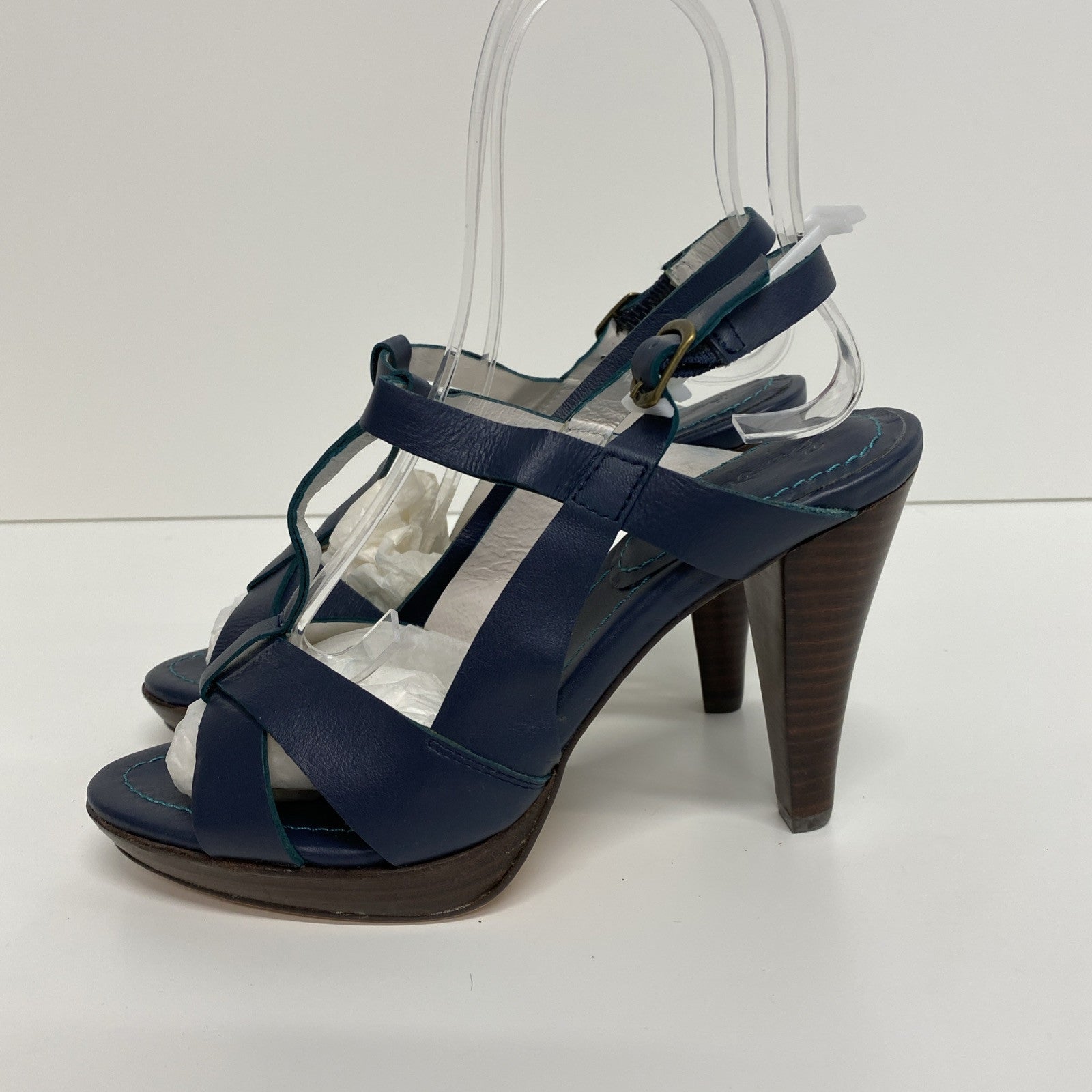 BODEN LADIES Navy Strappy Heels RRP Ã‚Â£120 SIZE 5 Leather Occasion Party LW005