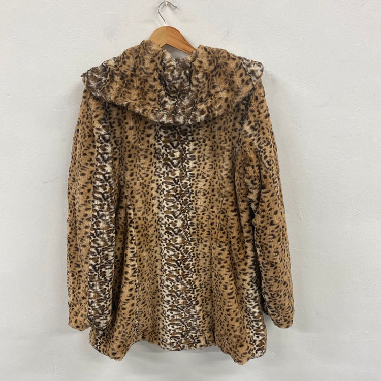 Dennis Basso Faux Fur Animal Print Coat Size S AW002