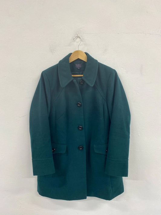 M&S Elegant Sea Green Overcoat UK 14 JW002