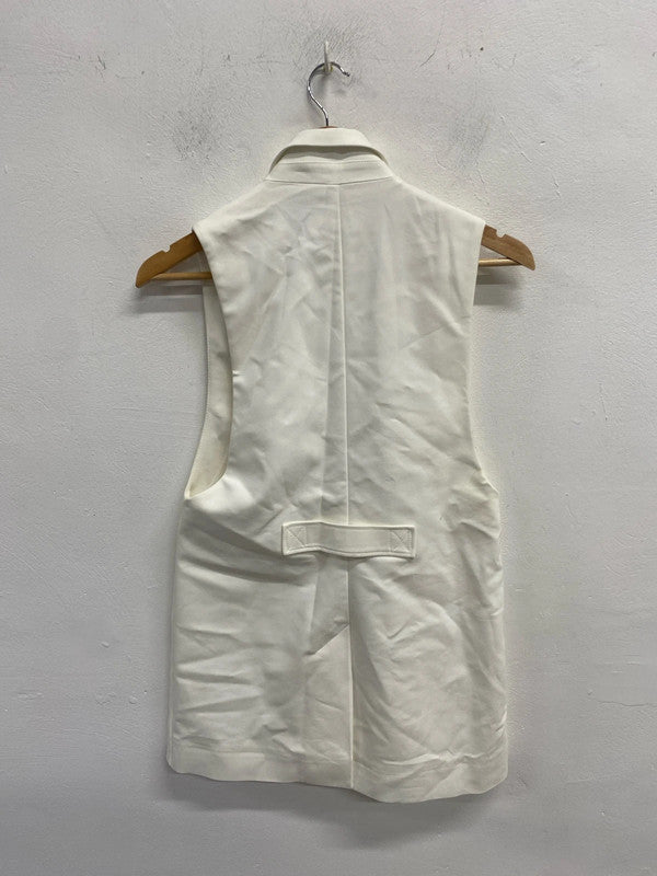 Lovely river island longline white blazer waistcoat gilet UK S KM004