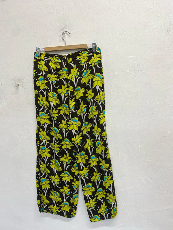 Lovely P.a.r.o.s.h black yellow floral relaxed fit trouser UK M SS002