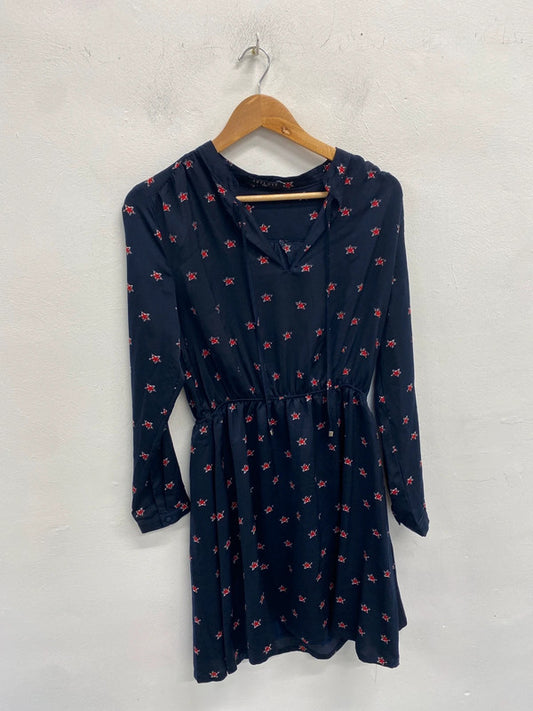 Lovely art love Paris navy star midi dress UK M AG006