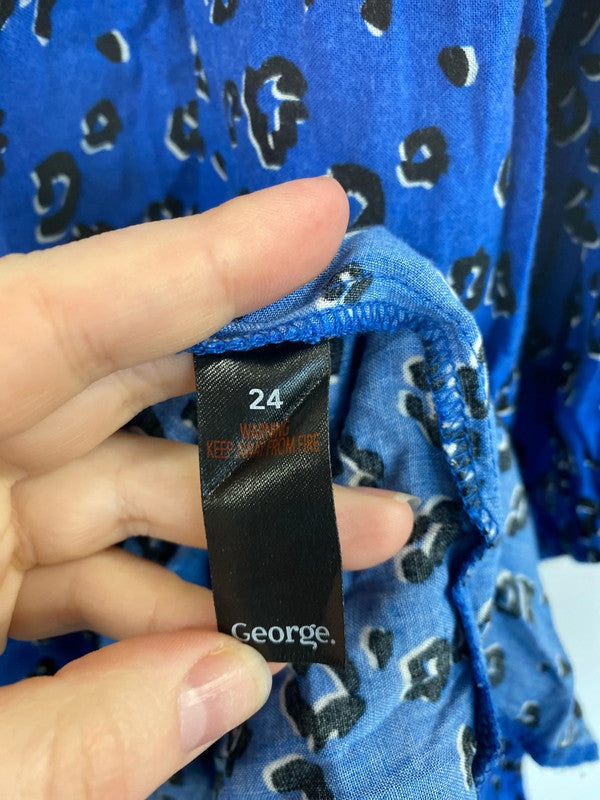 George Fabulous Blue Animal Print Smock Midi Dress UK 24 IM001