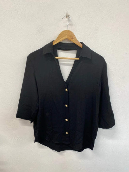 River Island Stylish Black Keyhole Back Loose Fit Blouse UK 8 KM004