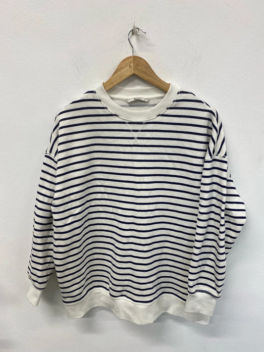 TU Chic White & Navy Stripe Oversize Sweatshirt Size M RG99