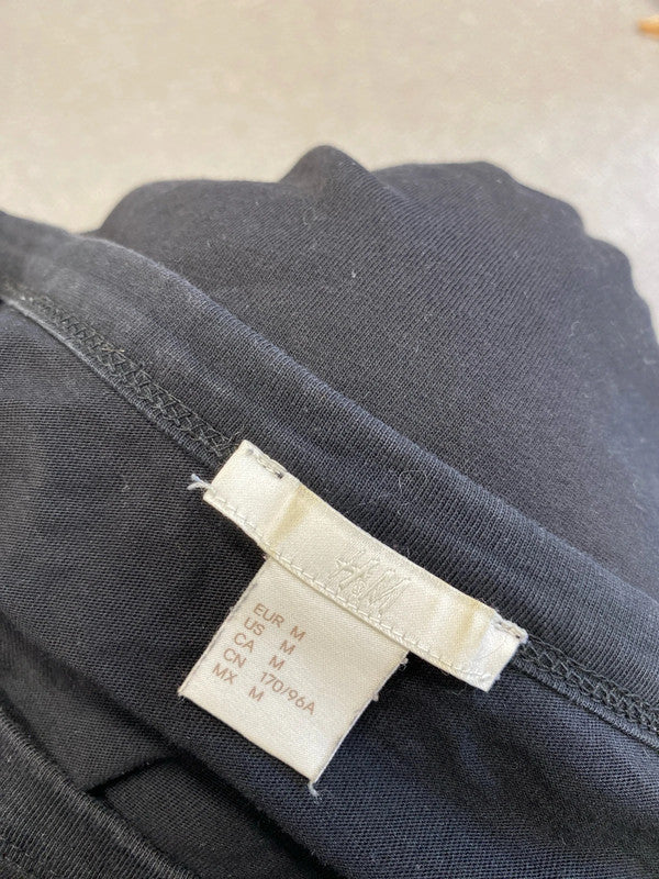 Lovely H&M black frill sleeve t shirt UK M JB001