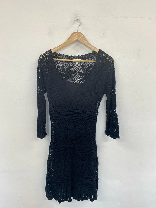 Monsoon Chic Black Crochet Layered Dress With Slip Size S LW005
