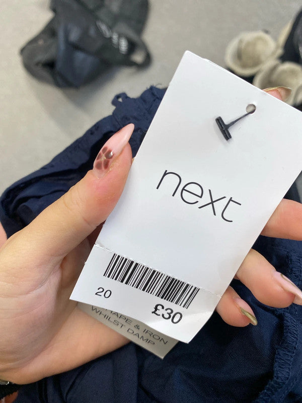 Lovely next navy blue embroidered smock dress UK 20 IM001