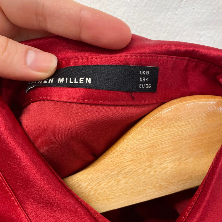 Karen Millen Red Chiffon Tiered Mini Dress UK 8 KM004