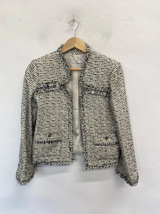 Stunning mango wool blend black white jacket UK M HS001
