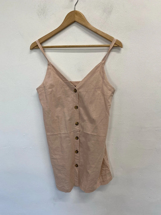 Lovely Topshop rose linen button up midi dress UK 10 JB001