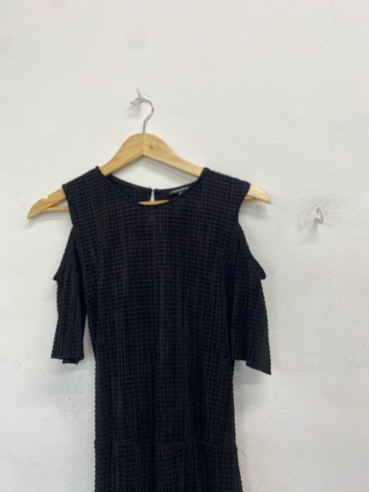 Lovely warehouse black crepe jumpsuit open shoulder UK 10 GK002