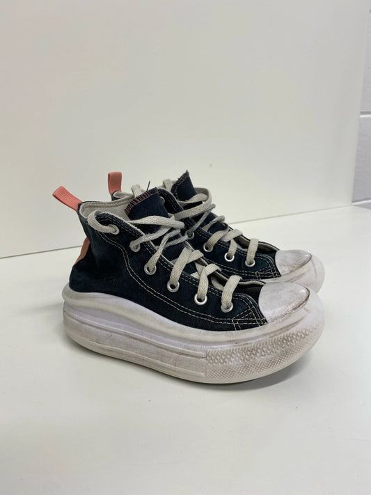 Fabulous platform converse hi tops uk13 kids black pink ZM001