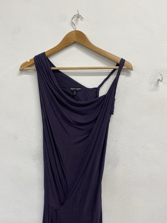 Stunning Emporio Armani Purple Ruched Side Midaxi Dress Evening UK 10 SD002