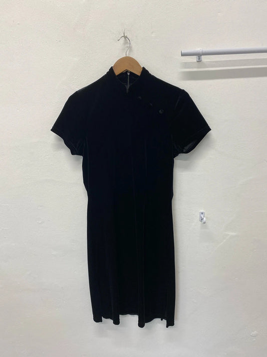 Fabulous oriental style mini black dress Uk12 Vintage George MM005
