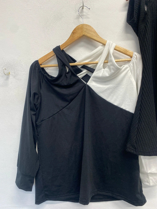 Fab duo of Shein tops black & white monochrome UkL #11 SG090