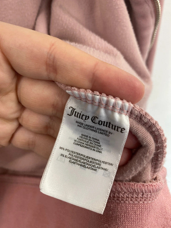 Juicy Couture Chic Almond Blossom Velour Diamanté Zip Thru Hoodie Size XS SD002