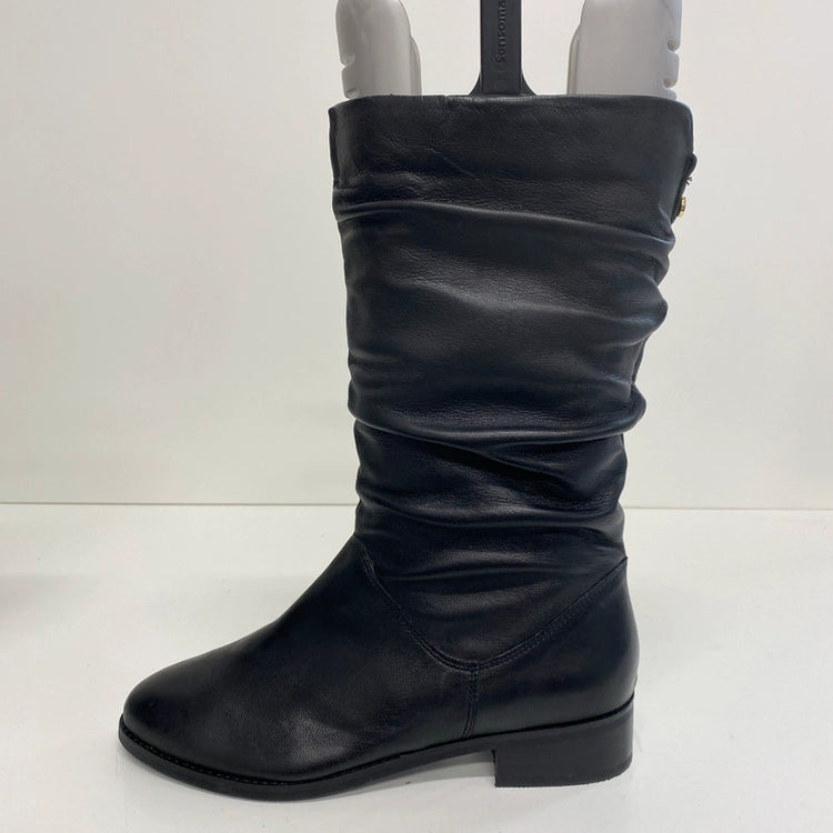 Dune Rosalinda Black Leather Slouchy Boots UK 5 New NC001