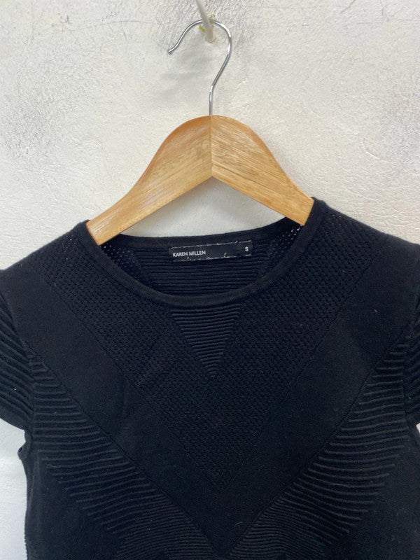Lovely Karen Millen black textured tshirt UK S AE001