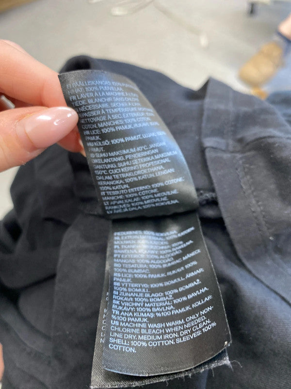 Lovely H&M black frill sleeve t shirt UK M JB001