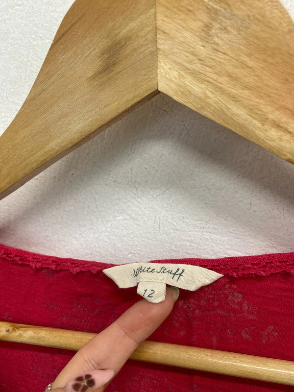 Lovely white stuff red tree pattern mini dress UK 12 MM005