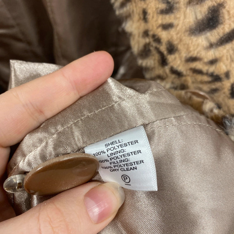 Dennis Basso Faux Fur Animal Print Coat Size S AW002