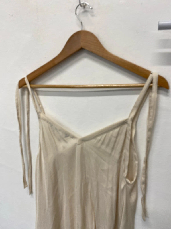 Fabulous soft Cream delicate camisole top tie shoulders UkM JM004