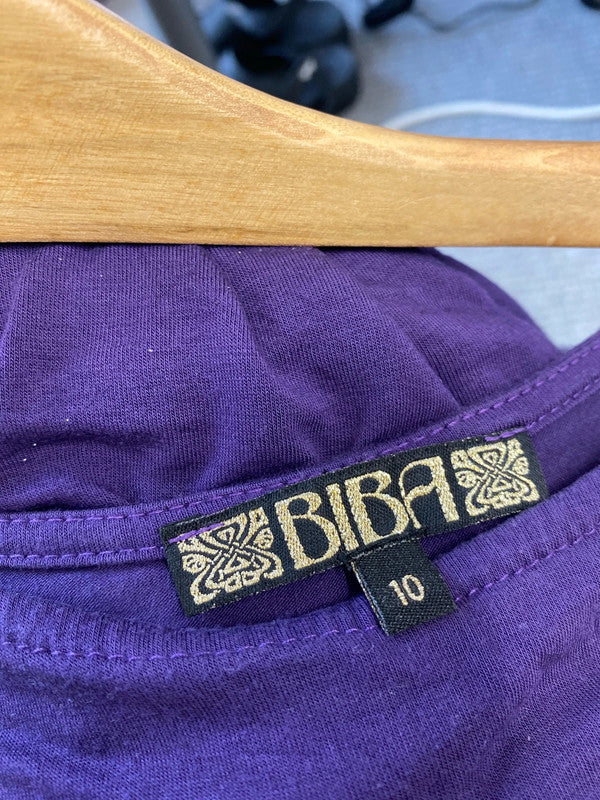 Fabulous purple t shirt embellished stud Biba Uk10 KA001