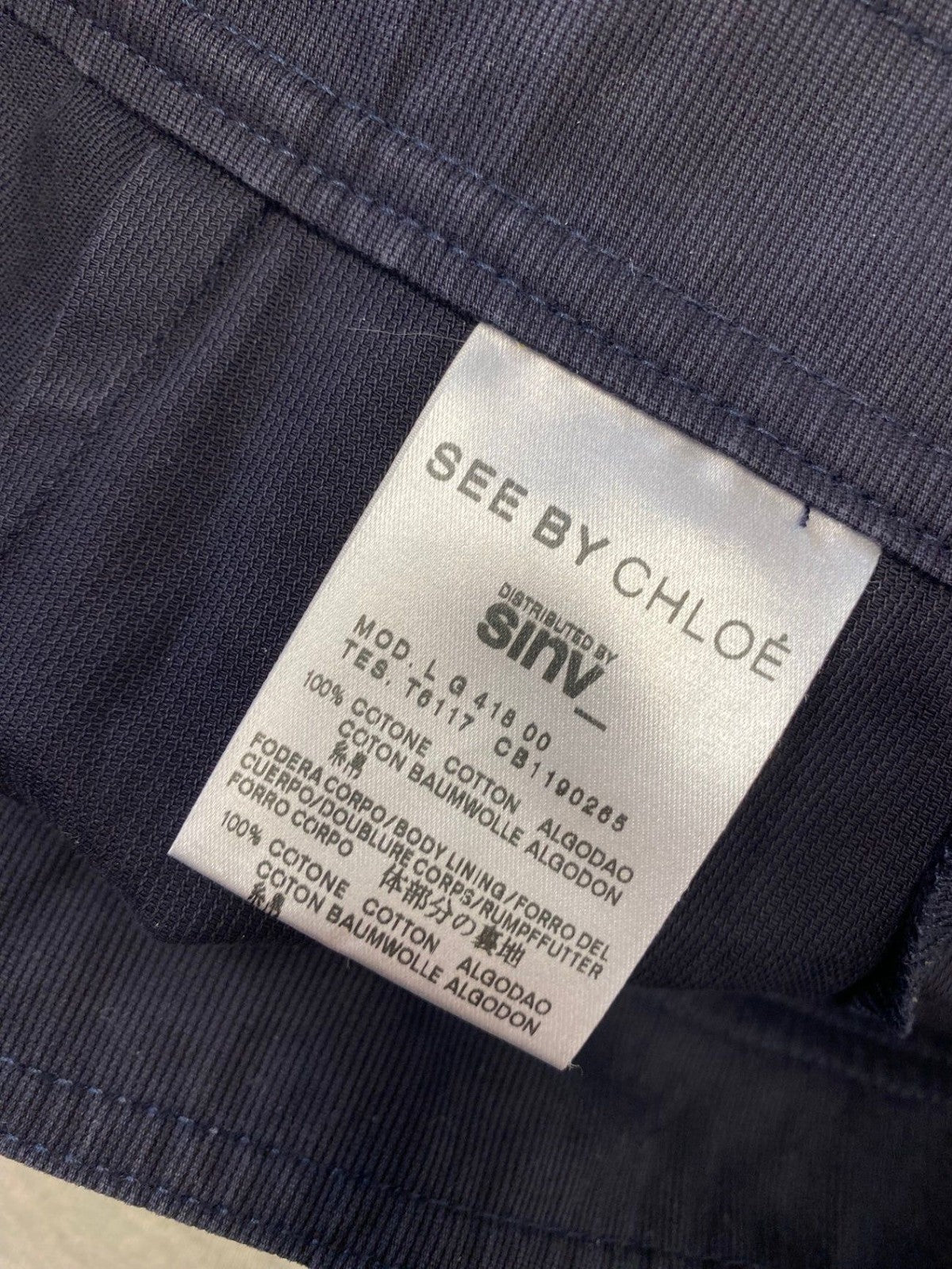 Stunning See by Chloé Mini Skirt UK 8 Navy side tie SD553