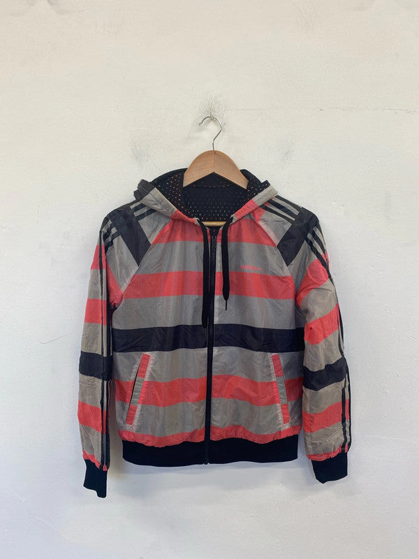 Adidas Neo Sporty Red Grey & Black Stripe Jacket Size XS GK002