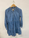 New Look Fabulous Denim Ruffle Collar Midi Dress UK 10 KS002
