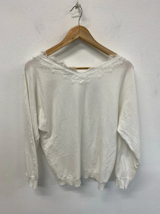 M&Co Elegant White Lace Detail Jumper UK 16 LR002