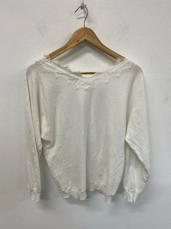 M&Co Elegant White Lace Detail Jumper UK 16 LR002
