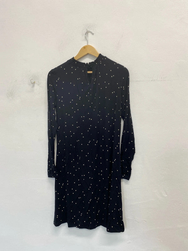 Lovely M&S black white spotted midi dress UK 12 SG090