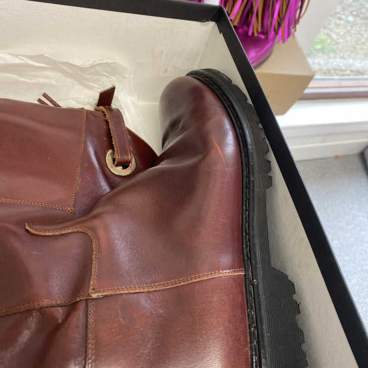 Guglielmo Rotta Boots UK5 EU 38 Knee High Chestnut Brown Leather HS001