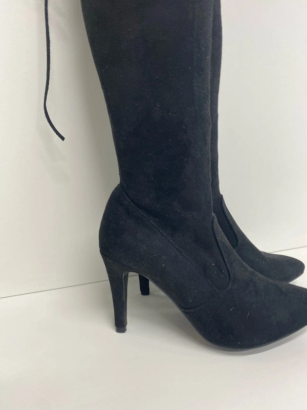 Stunning C’m Paris over the knee faux suede black boots Uk7 KM005
