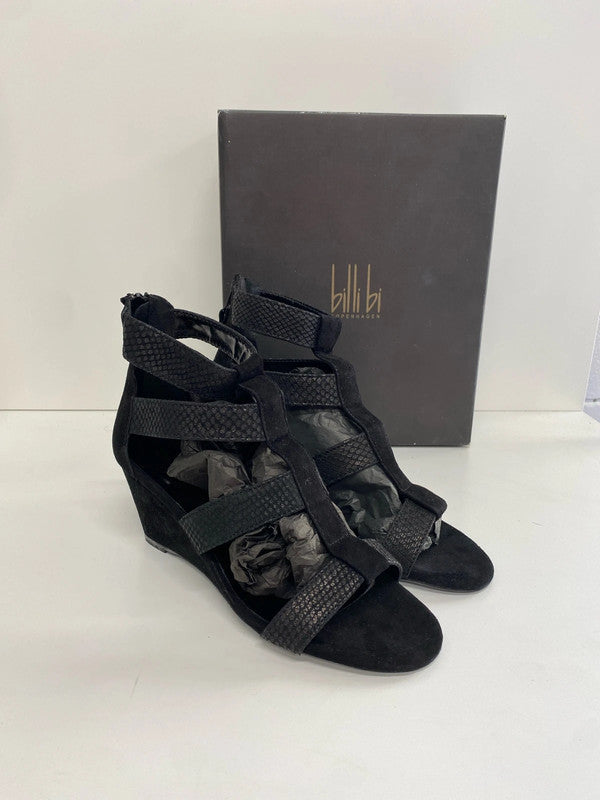 Gorgeous Billi Bi snakeskin and velvet strappy wedge heel 6 KM004