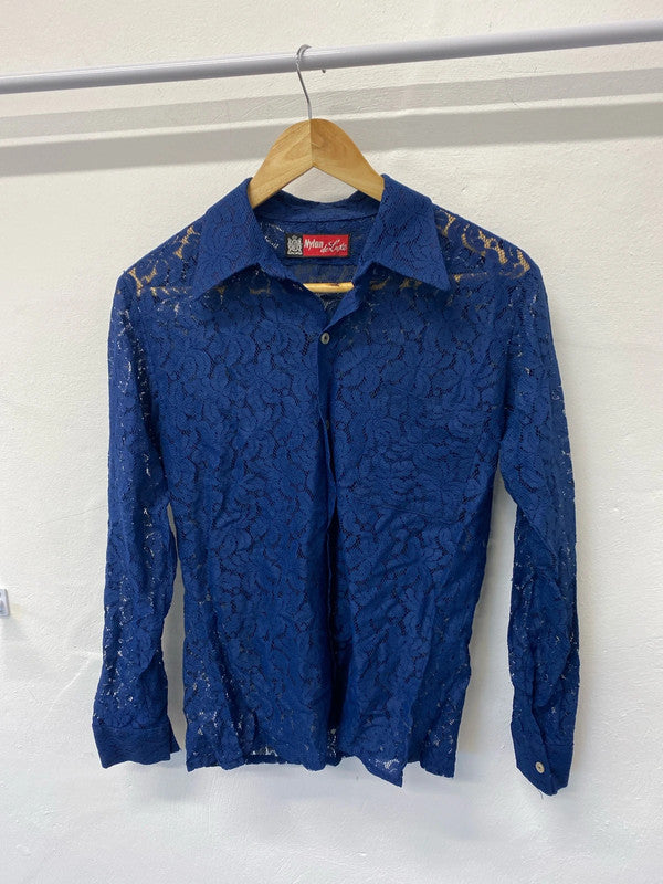 Vintage Nylon de Luxe lace blouse 1970’s vibes Uk12 EC003