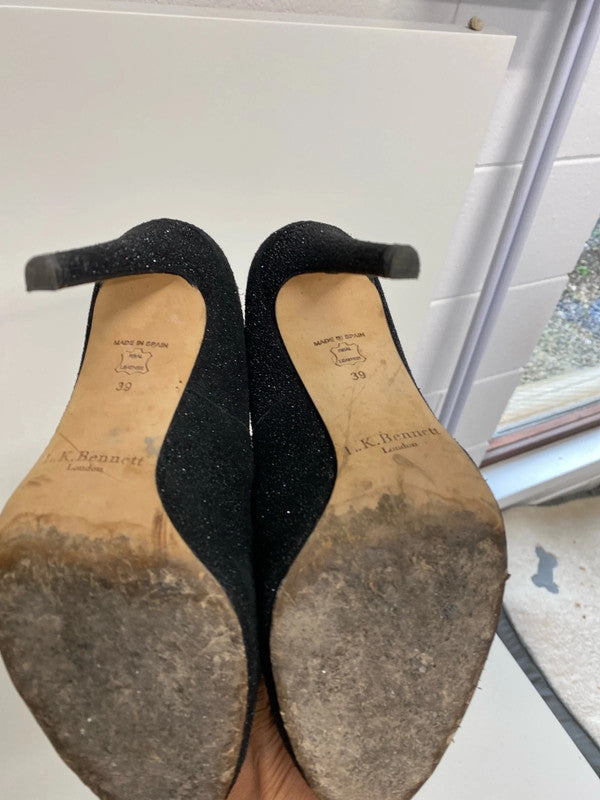 Fabulous LK Bennett London sparkly black leather glitter UK6 KM004