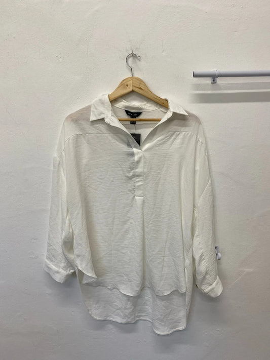Fabulous New Look white oversized smock shirt arty boho Uk10 LC