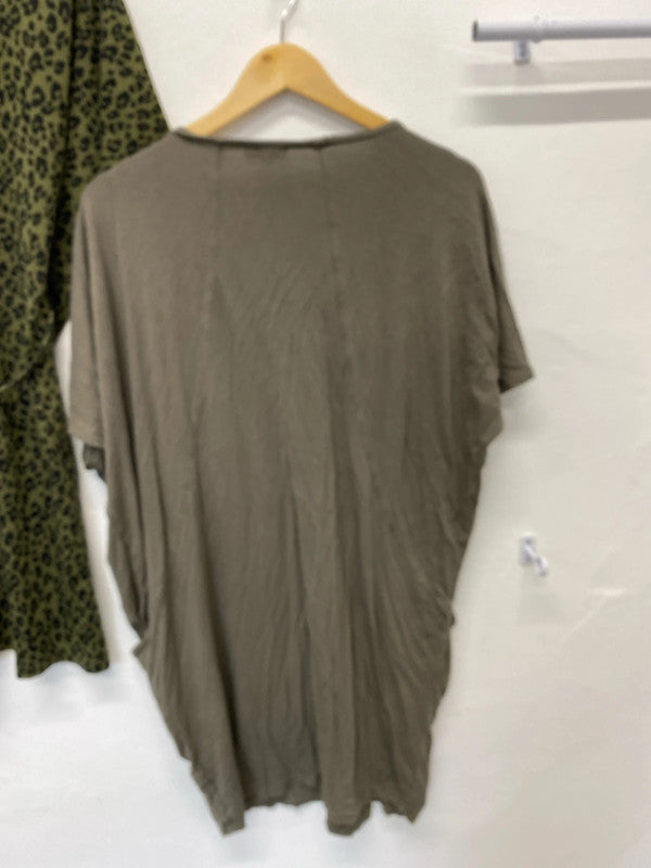 Fab duo of Khaki loose tunic tops dress Uk10 H&M #37 LD003