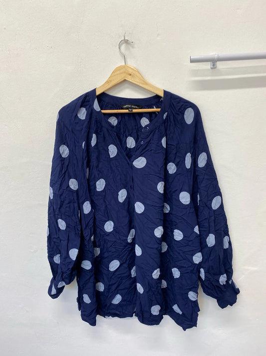 Fabulous Capsule artsy blouse tunic Uk26 Navy & blue IM001