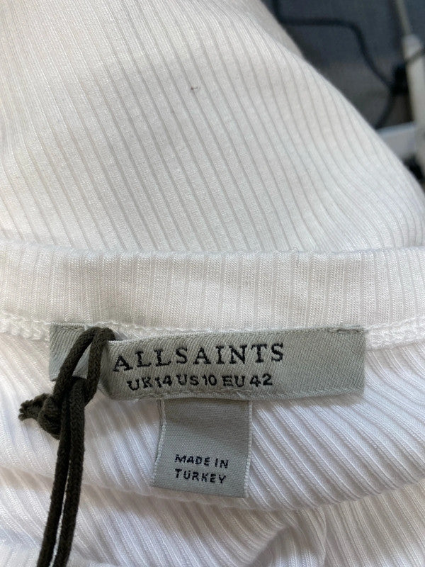 Fabulous All Saints white Stef Tank ribbed top Uk14 AC002