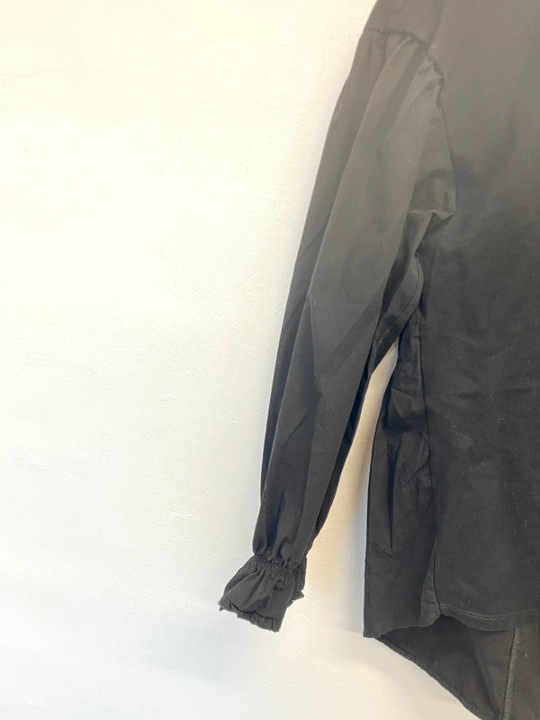 Lovely Zara black blouse with collar cuffed sleeved UK M JB001