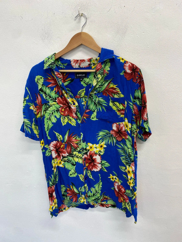 Fabulous ransak men’s blue Hawaiian shirt UK M NC001
