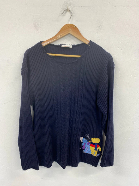 Vintage The Disney Store Navy Eeyore & Winnie The Pooh Upcycled Modified Jumper Size XL MM005
