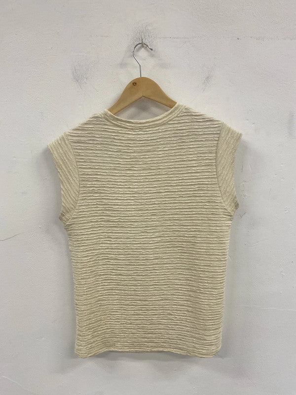 Shein Stylish Cream Shirred Top Size S SR006