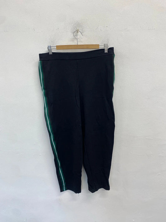 Lovely John Lewis black green side stripe trousers UK L LB004