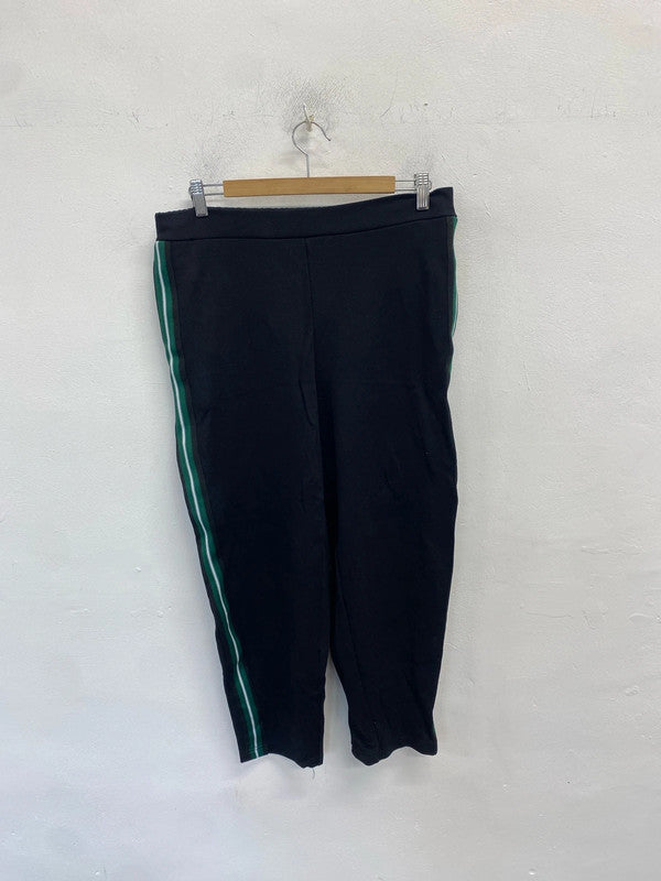 Lovely John Lewis black green side stripe trousers UK L LB004