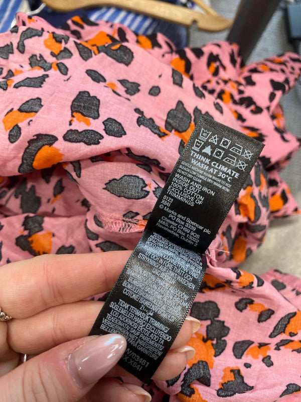 Lovely M&S pink leopard blouse UK 14 LW005